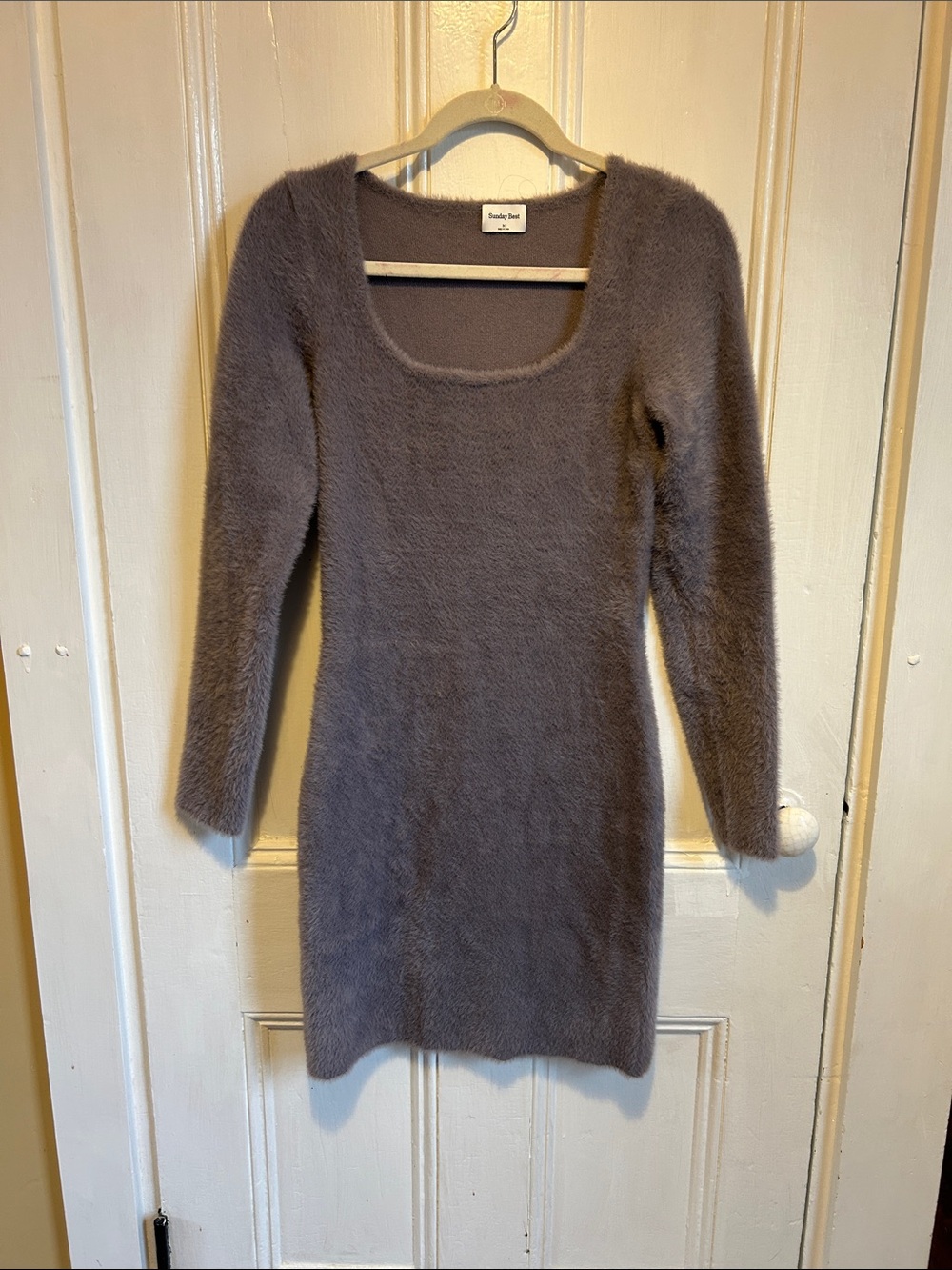 Aritzia Long Sleeve Scoop Neck Sweater Dress - Grey